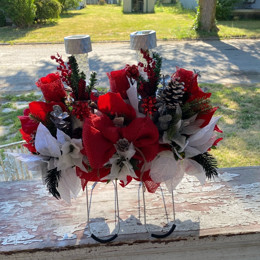 Christmas themed headstone saddle